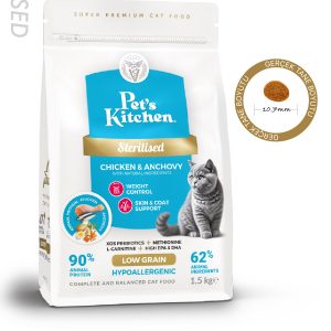 Pet's Kitchen Kısırlaştırılmış Kedi Maması Hamsi ve Tavuk 1,5 Kg - Görsel 1