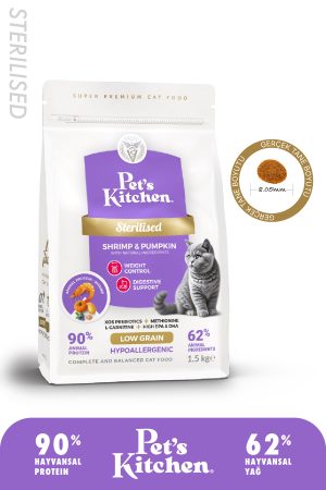 Pet's Kitchen Kısırlaştırılmış Kedi Maması Karides ve Balkabağı 1,5 Kg
