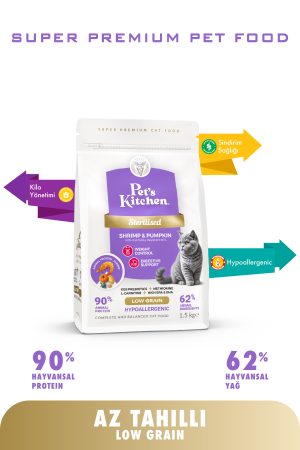 Pet's Kitchen Kısırlaştırılmış Kedi Maması Karides ve Balkabağı 1,5 Kg - Görsel 2