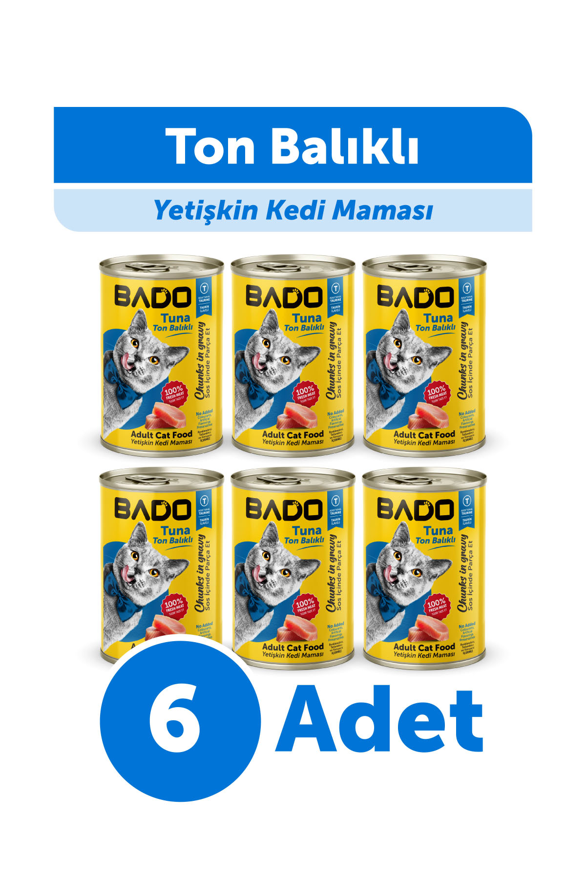 Bado Yetişkin Yaş Kedi Maması Ton Balıklı 400GR 6Lı - Görsel 1