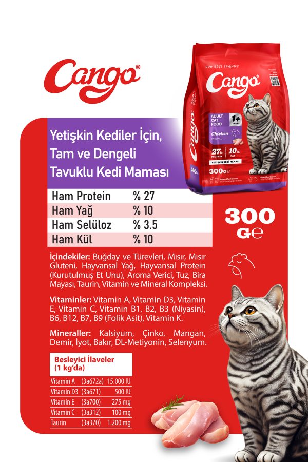 Cango Yetişkin Kedi Maması Tavuklu 300Gr