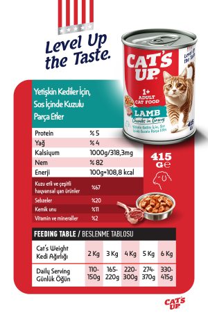 Cats Up Yaş Yetişkin Kedi Maması Kuzu Etli 415gr 36Lı - Görsel 3