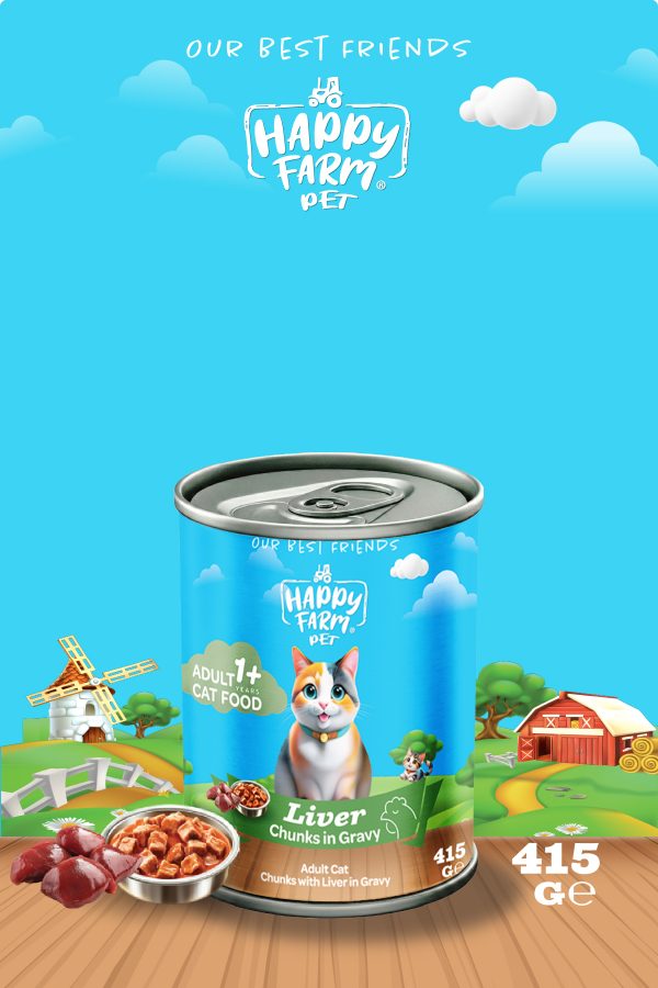 Happy Farm Yaş Kedi Maması Ciğerli 415 Gr 24 Adet