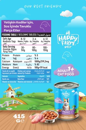Happy Farm Yaş Kedi Maması Tavuklu 415 Gr 24 Adet - Görsel 2