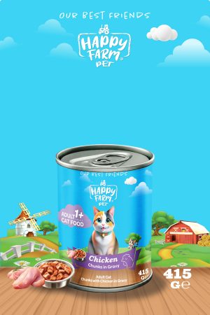 Happy Farm Yaş Kedi Maması Tavuklu 415 Gr 12 Adet - Görsel 1