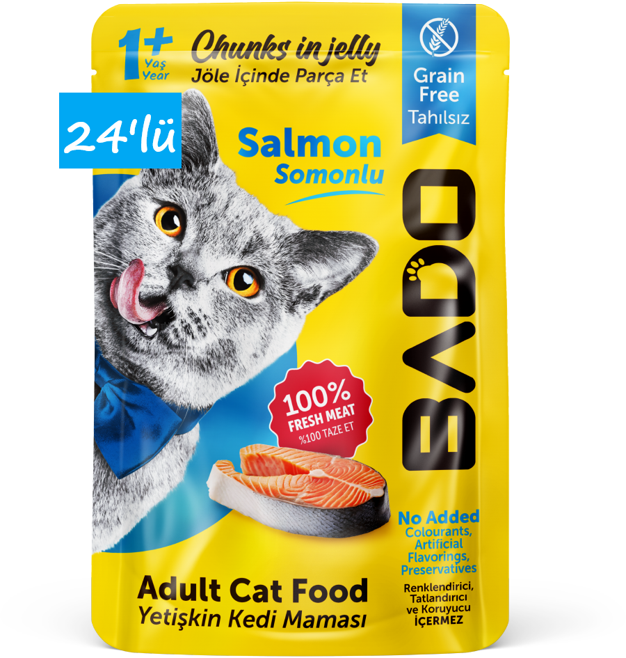 Bado Yetişkin Yaş Kedi Maması Somonlu 85Gr 24