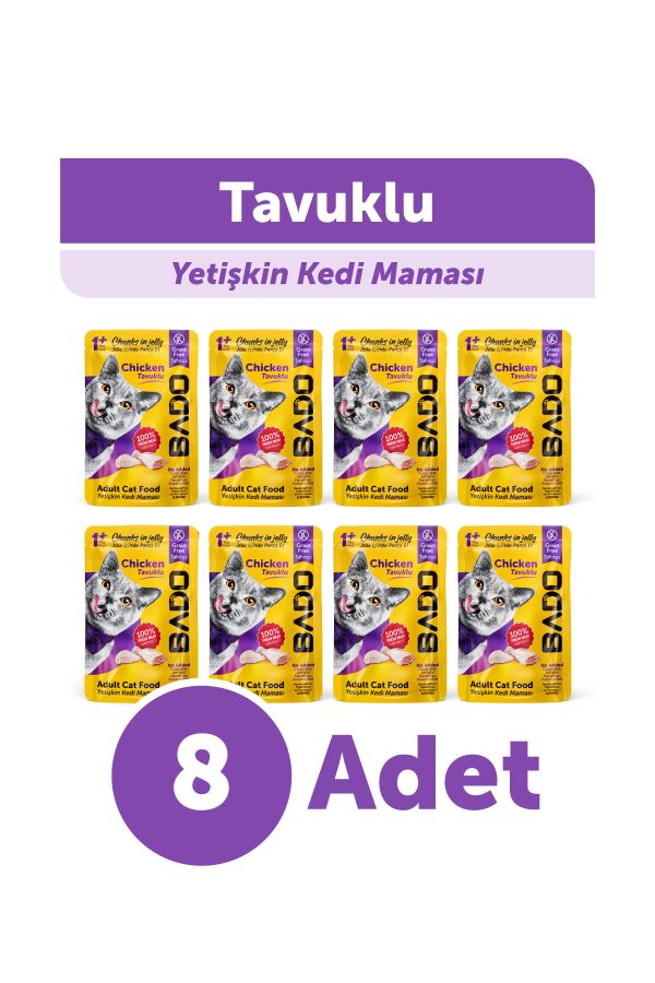 Bado Yetişkin Yaş Kedi Maması Tavuk Etli 85Gr 8'li