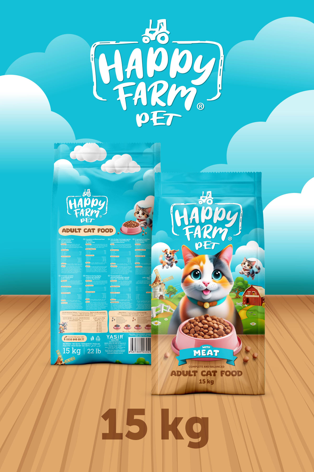 Happy Farm Etli Kedi Maması 15Kg - Bimama