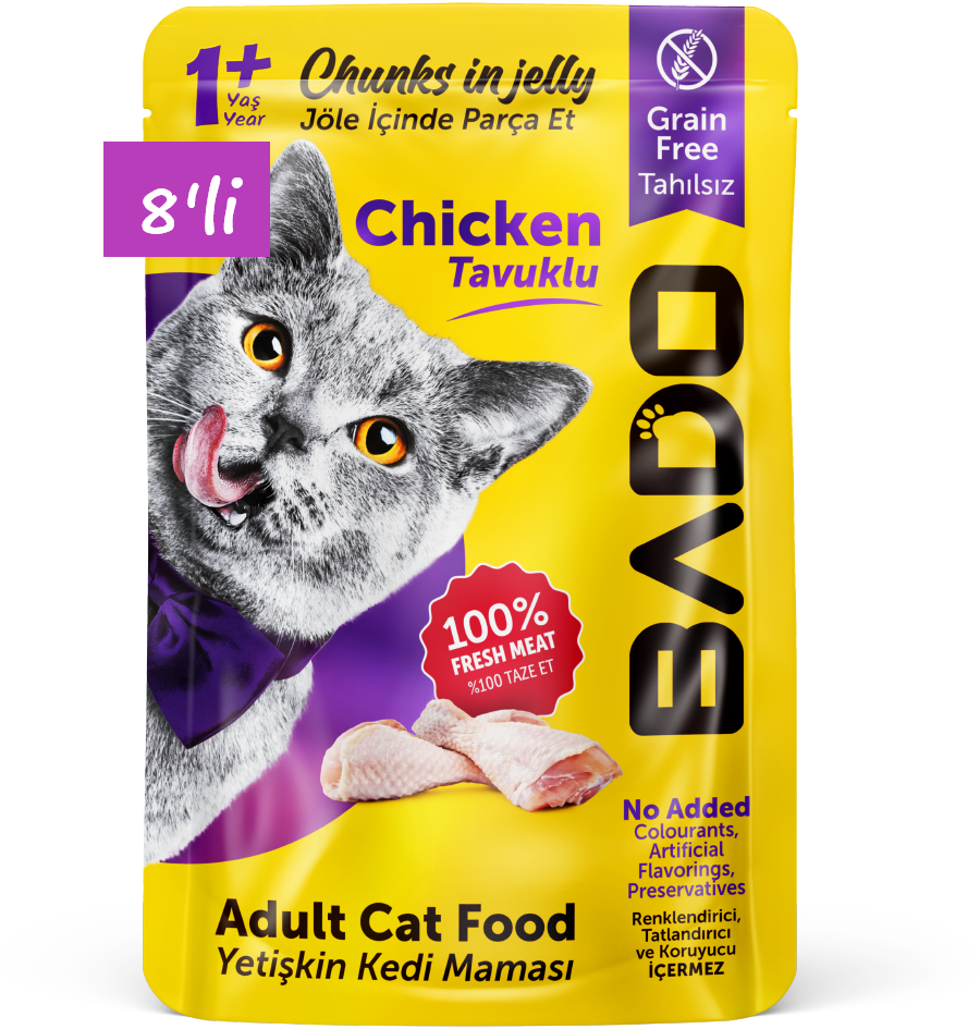 Bado Yetişkin Yaş Kedi Maması Tavuk Etli 85Gr 8
