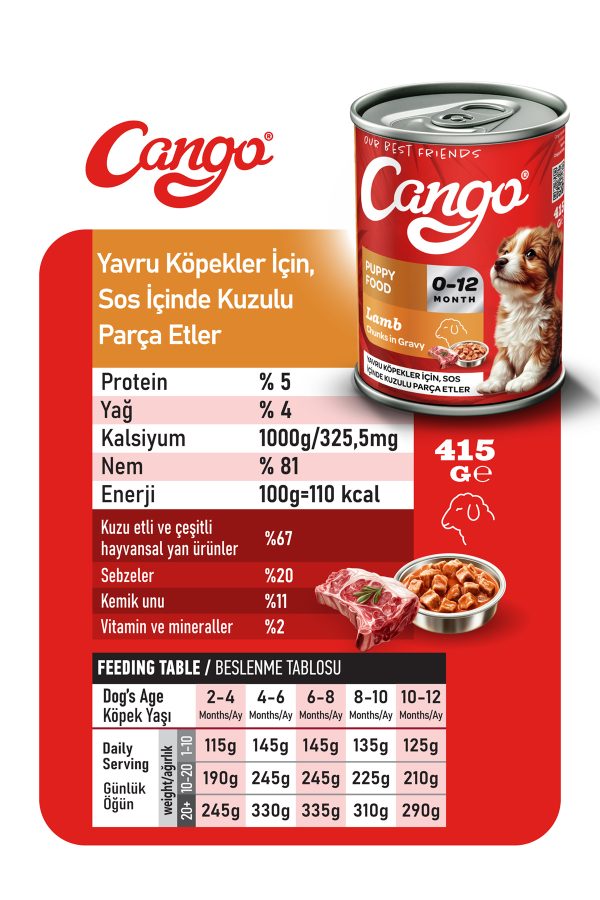 Cango Yavru Yaş Köpek Maması Kuzu Etli 415Gr