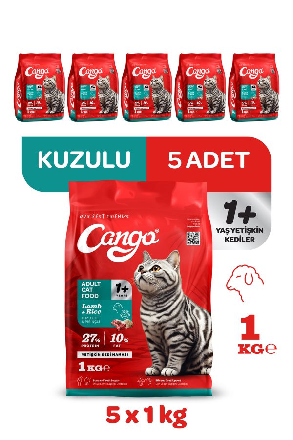 Cango Yetişkin Kedi Maması Kuzu Etli 1 Kg 5'li