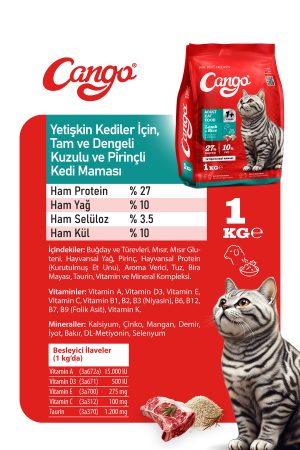Cango Yetişkin Kedi Maması Kuzu Etli 1KG - Görsel 3